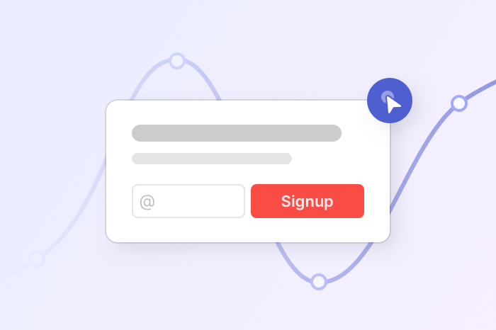 A signup form with a custom event over top of an analytics graph
